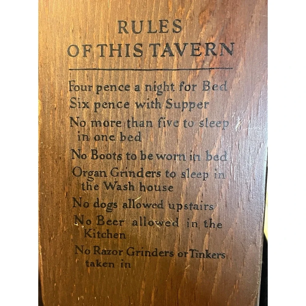 Wood Candle Sconce 'Rules of This Tavern' Wall Hanging w/ Hook - 18